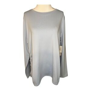 Zella Long Sleeve Tunic Top Ruched‎ Side Athleisure Blue Fog XXL NWT